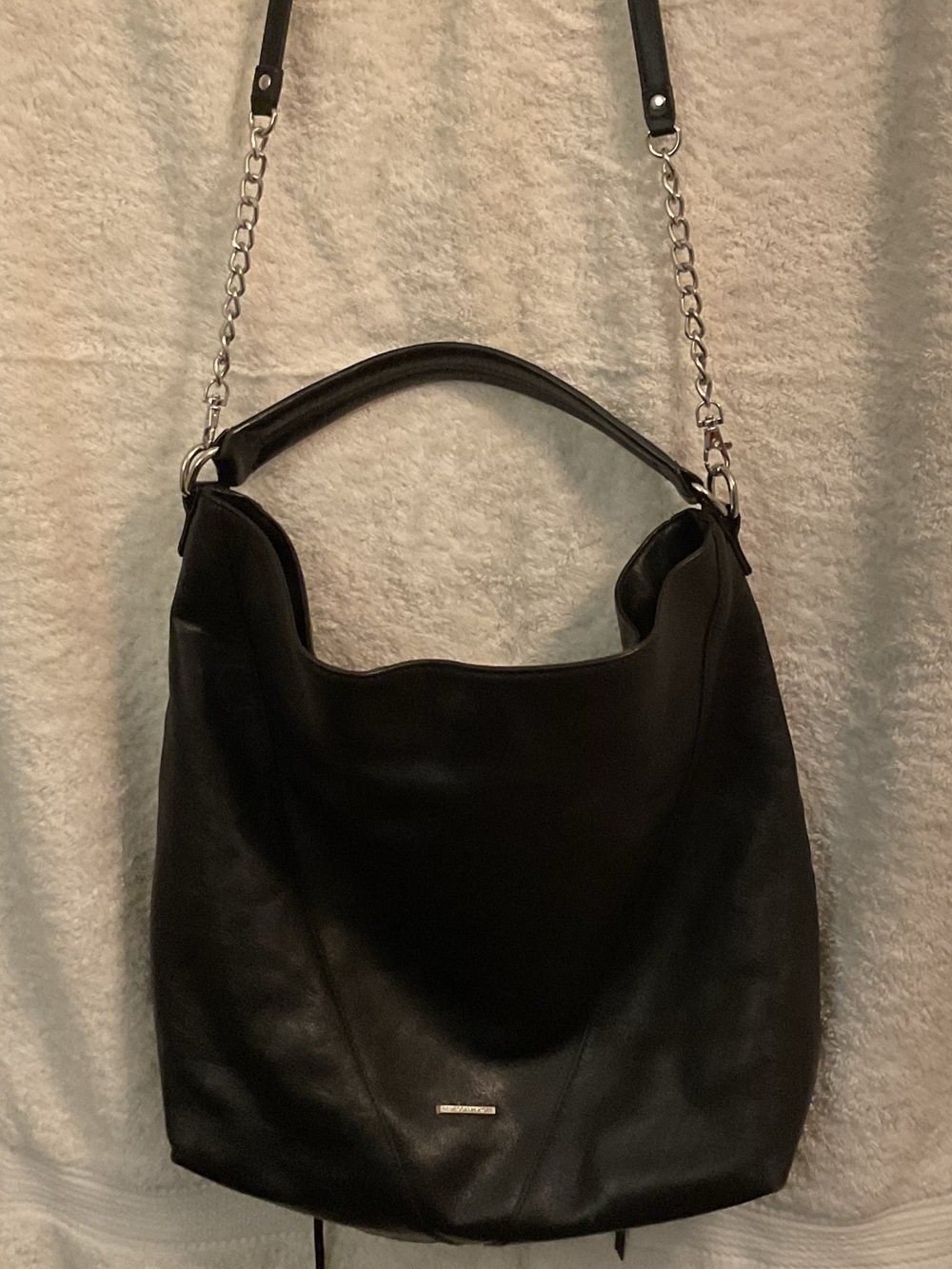 Rebecca Minkoff Moto Hobo Oversized Black Leather Double Zip Convertible Bag